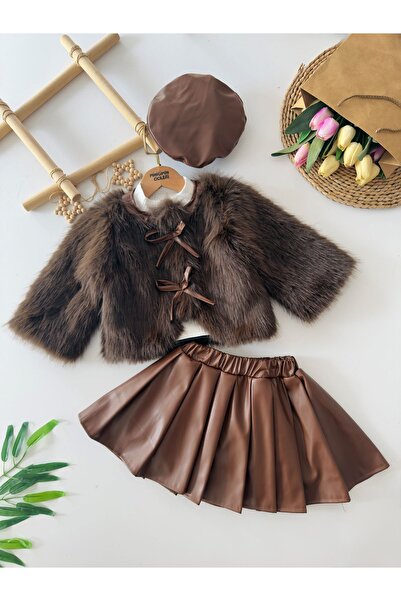 Minigimin Cicileri Set de 4 piese pentru fetiță cu fustă din piele cu blană -...