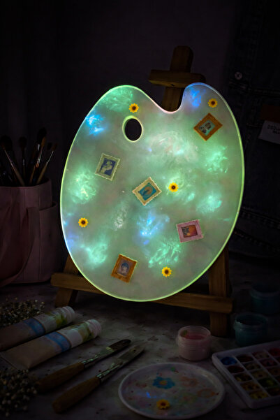 PELIUS Resim Paleti ,Fosforlu, Dekoratif Sanat Paleti, Özel Tasarım Pastel Re...