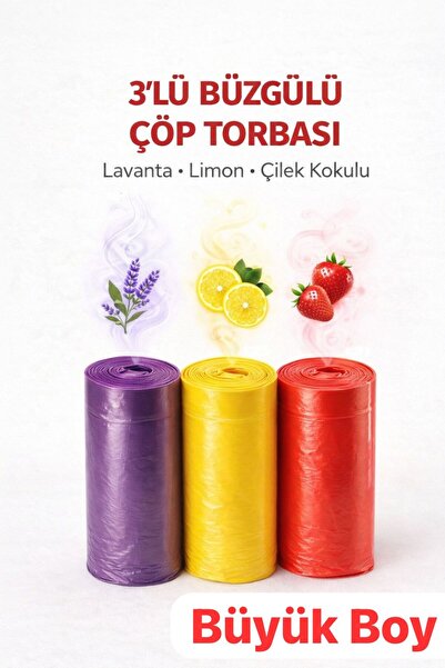 VENON 3 Paket 3x10 KOKULU Paket Kokulu Büzgülü Çöp Poşeti Büzgülü Çöp Torbası...