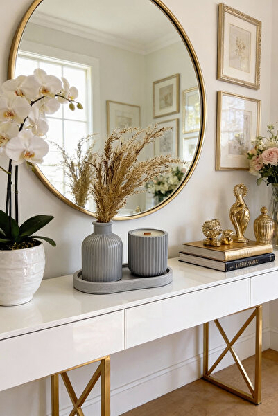 Ftrk Store Özel Tasarım Mum Vazo Ve Tepsi Aksesuar Seti