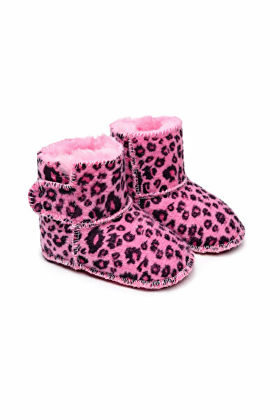 Superbaby Ροζ παπουτσάκια για τα πρώτα βήματα, με γούνα, από σουέτ με animal ...