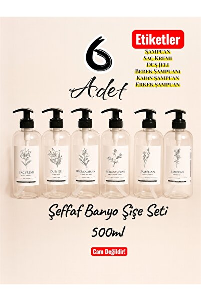 Dem Home Şeffaf Cam Görünümlü Plastik Sabunluk 6lı Banyo&mutfak Düzenleyici Ş...