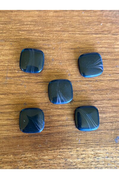 Gönülden Tasarım 5 Adet Cam Desenli Delikli Düğme Set 2X2 Cm Siyah