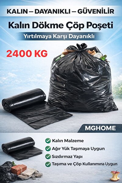 VENON 💜2400 KG Kalın Dayanıklı Eşya Taşıma Ağır Sanayi Çöp Poşeti Siyah Jumb...