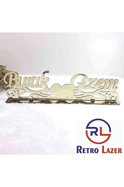 RetroLazer 40x15 Cm Pleksi Isimlik Masa Üstü Isim Ayna Isimlik Söz Nişan Sarm...