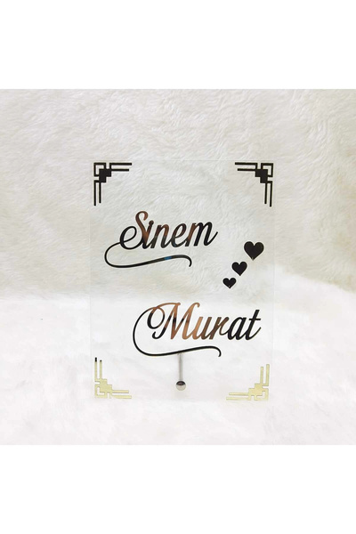 RetroLazer 25X20 CM MASAÜSTÜ PLEKSİ İSİMLİK SÖZ NİŞAN KINA GOLD