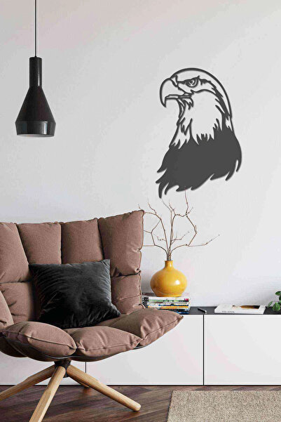 RetroLazer Kartal Figürlü Siyah Ahşap Lazer Duvar Dekoru Tablo Mdf