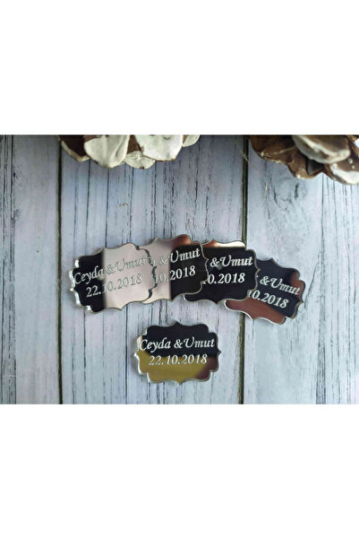 RetroLazer Pleksi Süslemesiz Isimlik Etiket,düğün,kına,söz,nişan,magnet 25 Ad...