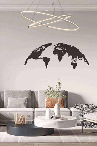 RetroLazer Dünya Haritası Ahşap Tablo Duvar Dekoru