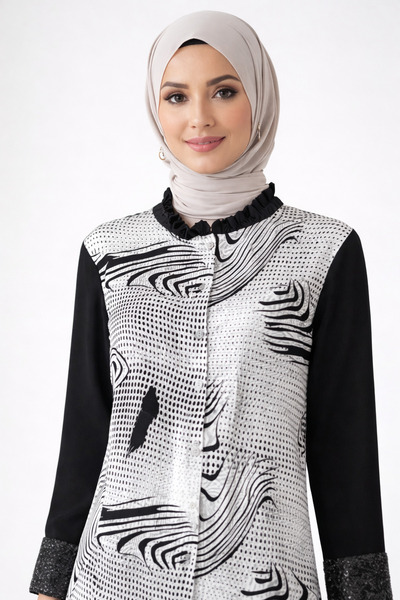 FUAT GÜRSEN Фуат Гюршен 1327-1 Туніка з паєтками на рукавах, з ефектом жакарду -