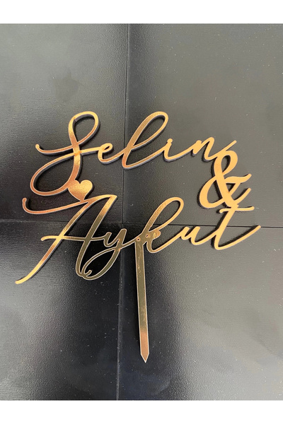 RetroLazer Pasta Süsü Gold Cake Topper 05