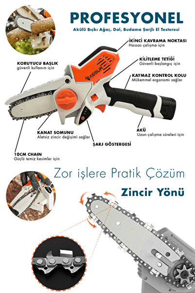 As 18V Çift Akülü Bıçkı Testere Dal Budama Makinesi
