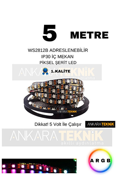 Genel Markalar Ws2812b Ip30 Adreslenebilir Magic Led 5 Volt ( 60 Chip ) 5 Metre