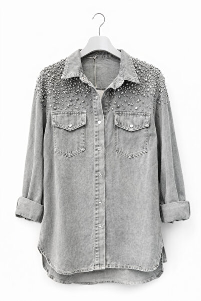 günay boutıque سترة جينز مستوردة بأحجار مرصعة على الكتفين