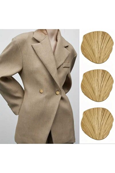 İMREN AKSESUAR Yaprak Model Gold Renk Düğme,(Kaban,ceket,yelek,elbise 5 Li se...