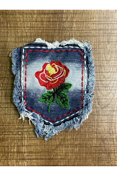 Gönülden Tasarım 10X9 CM JEANS ROȘU ROSE BRODARE ȚESUT CAMPĂ CAMPĂ BĂRĂ DE CA...