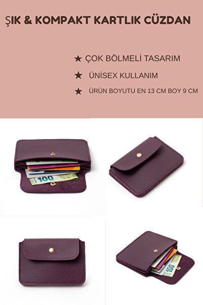 macsoo Unisex Mor Suni Deri Akordiyon Modeli Çok Bölmeli Kartlık Kadın Cüzdan...