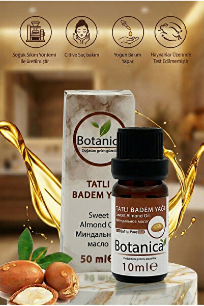 botanica %100 Saf Soğuk Sıkım Tatlı Badem Yağı 10 ml - Saç Kaş Kirpik Besleyi...