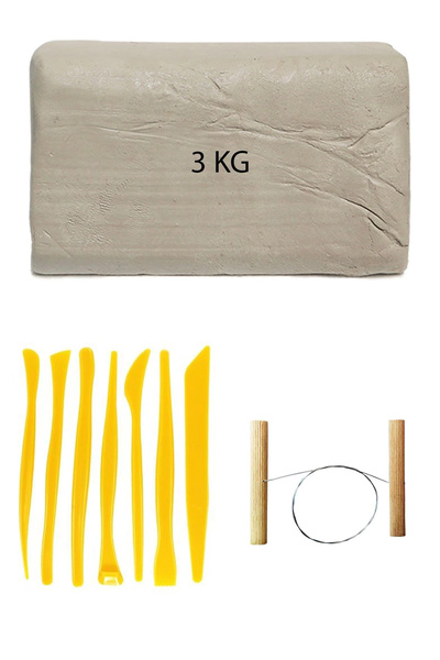 ACUTO Beyaz Seramik Hamuru 3 kg Plastik Ebeşuar Seti Kil Seti Seramik Çamuru ...