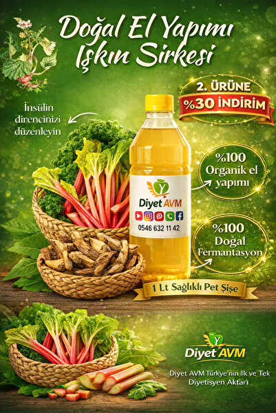 Diyet AVM 1lt 1000 ml Doğal Işkın Kökü Sirkesi Ev Yapımı Katkısız ve Organik ...