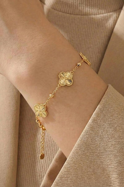 Bilezikci Parıltılı Yonca 14 Ayar Altın Bileklik