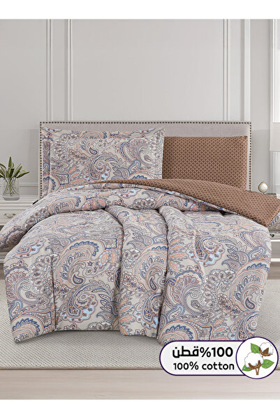 Melen طقم مفرش سرير صيفي مفرد ونص قطن 100% - 4 قطع – يناسب سرير بمقاس 200x120...