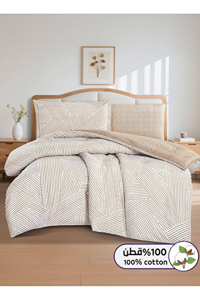 Melen طقم مفرش سرير صيفي مفرد ونص قطن 100% - 4 قطع – يناسب سرير بمقاس 200x120...