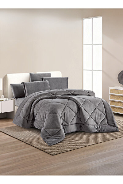 Melen Queen Winter Bedding Set - Velvet Faux Fur - 6 Pieces - Fits a 200x160 ...