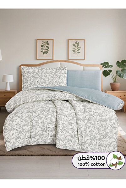 Melen طقم مفرش سرير صيفي مفرد ونص قطن 100% - 4 قطع – يناسب سرير بمقاس 200x120...