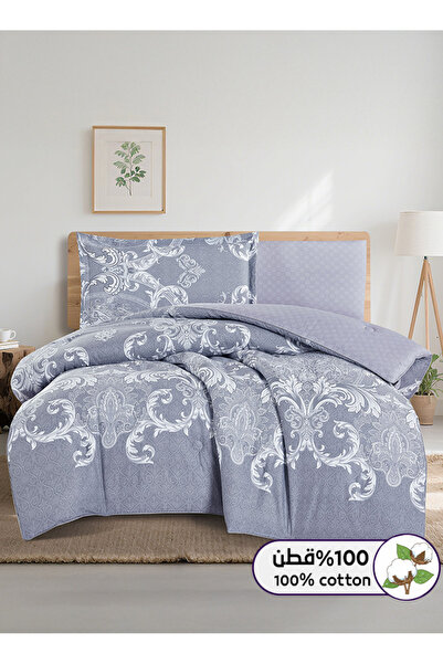 Melen طقم مفرش سرير صيفي مفرد ونص قطن 100% - 4 قطع – يناسب سرير بمقاس 200x120...