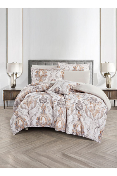 Melen 7-piece double summer bed sheet set – fits a 200x200 bed – Orca – Cream...