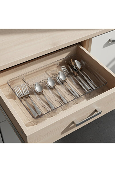 Generic Clear acrylic cutlery organizer with multiple compartments for organi...