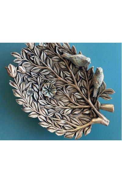 morlalem m 2 Kuşlu Vintage Dekoratif Yaprak Tabak Silikon Kalıp K-1343, Polye...