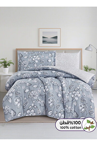 Melen طقم مفرش سرير صيفي مفرد ونص قطن 100% - 4 قطع – يناسب سرير بمقاس 200x120...