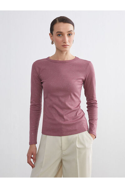 LC Waikiki Lcw Everyday Pink Crew Neck Shiny Look Women's T-Shirt