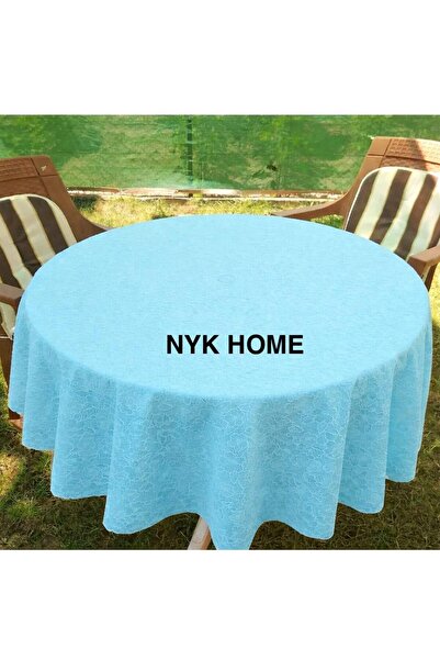 NYK HOME Round Table Oilcloth 150cm Diameter Turquoise Blue Color