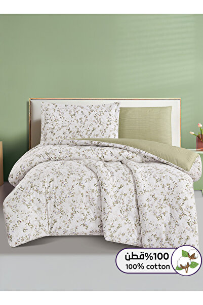 Melen طقم مفرش سرير صيفي مفرد ونص قطن 100% - 4 قطع – يناسب سرير بمقاس 200x120...