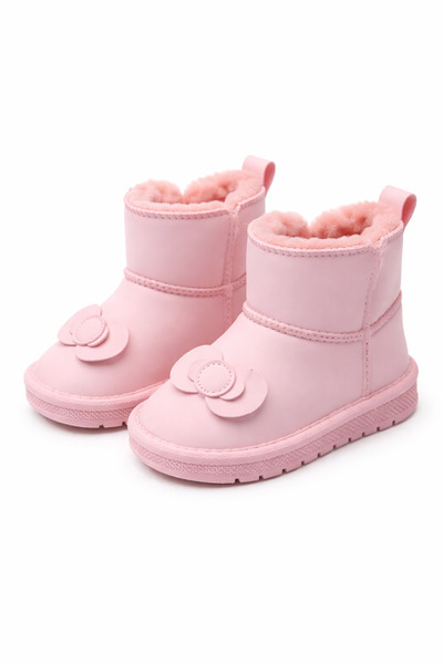 Superbaby Cizme roz imblanite pentru fetite Flower, impermeabile, cu aplicati...