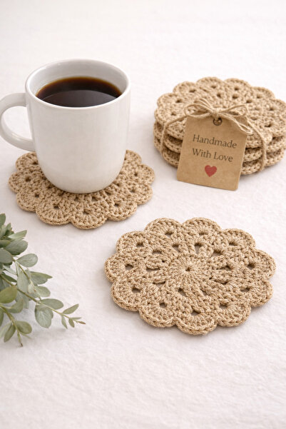 Miliva 6 قواعد أكواب |   الحياكة مكرامية كوستر |   قاعدة أكواب مستديرة مصنوعة...