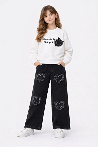 nazarbebe Κοριτσίστικο Σετ 2 τεμαχίων: Φούτερ με λεπτομέρεια καρδιάς & Τζιν π...