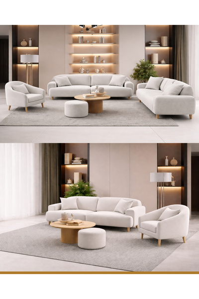 inegölmobilyası Puffy Koltuk Takımı %100 GÜRGEN 3-3-1