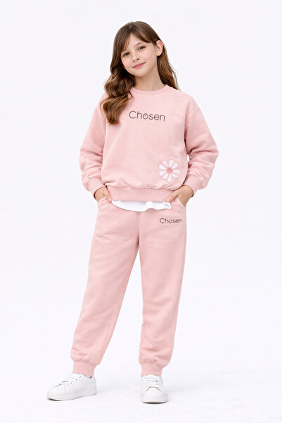 nazarbebe طقم رياضي مكون من قطعتين للفتيات من Chosen مزين بزهور مكتوبة باللون...