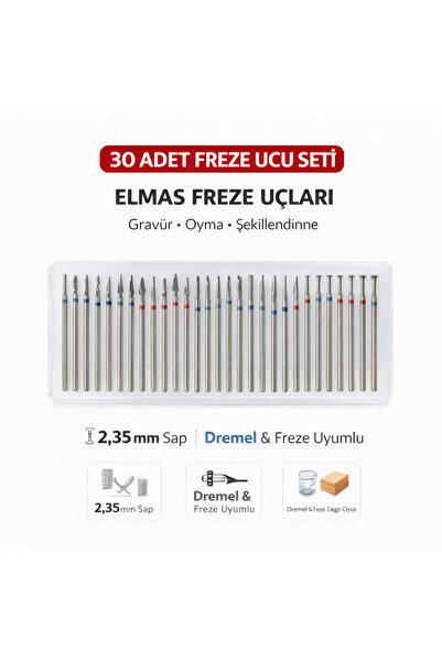 SENBANG Elmas Freze Ucu Seti 30 Parça – 2.35 mm Sap Dremel Uyumlu Gravür Oyma...