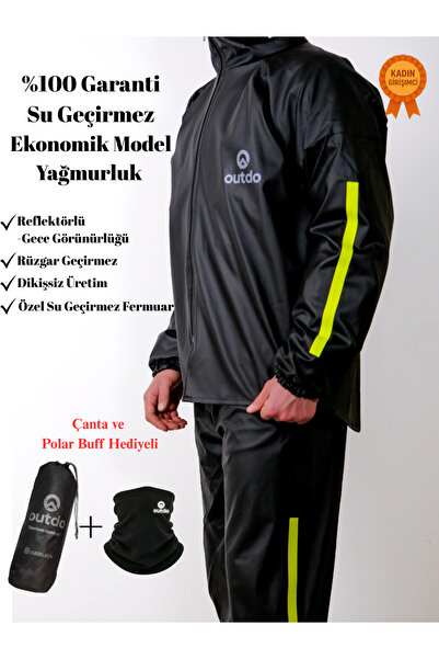 OUTDO Motorcu Yağmurluğu Alt Üst Takım Ekonomik Model Polar Buff Hediyeli