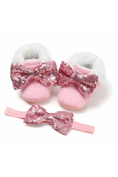 Superbaby Baby booties for first steps, fur, with hedgehogs and sequined bow,...