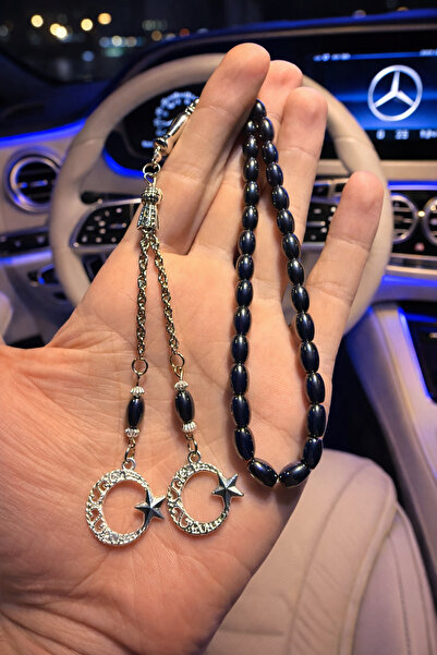 A-STİL TAKI سبحة هدية من حجر الهيماتيت الطبيعي الأسود للرجال من وادي الذئاب