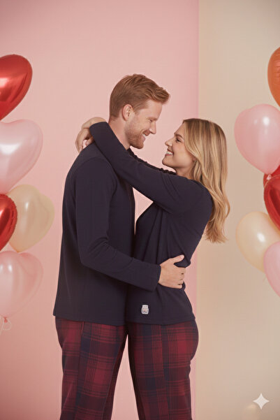 KLY طقم بيجامة مكون من قطعتين للرجال والنساء بمناسبة عيد الحب الخاص في 14 فبراير