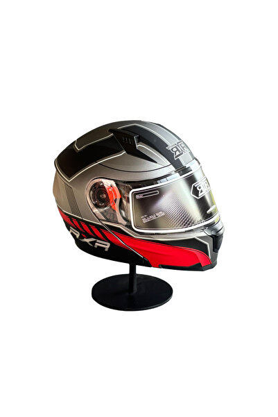 rxr Helmets 908 Güneş Vizörlü Çene Açılır Kask (MATT GREY/RED X1)