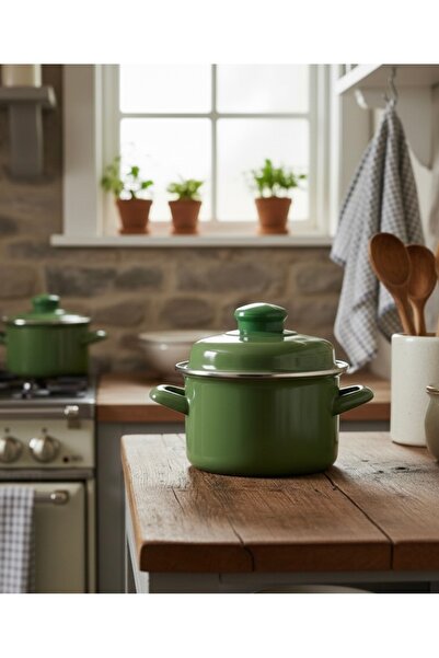 EmayeBurada Emaye Mini Tencere Yumurta Haşlama Mama Ve Sos Tenceresi 12cm 900ml