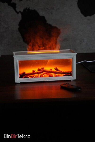 blueseed BS-H3 Şömine Tasarımlı Işıklı Buharlı Ultrasonik Aroma Difüzörü Hava...